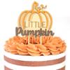 BOOMPA Halloween Pumpkin Wooden Cake Topper - Little Pumpkin First Birthday Cake Topper - Fall Season Wooden Cake Topper - Sweet Little Pumpkin Cake Accessories - Wooden Baby Shower Decoration view 1