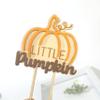 BOOMPA Halloween Pumpkin Wooden Cake Topper - Little Pumpkin First Birthday Cake Topper - Fall Season Wooden Cake Topper - Sweet Little Pumpkin Cake Accessories - Wooden Baby Shower Decoration view 4
