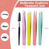 Alyvisun Pack of 5 Portable Tweezers, Professional Stainless Steel Tweezers, Eyebrow Plucking, Textured Non-Slip Coating, Suitable for Ingrown Hair for Men and Women (Multi-Colour) view 3