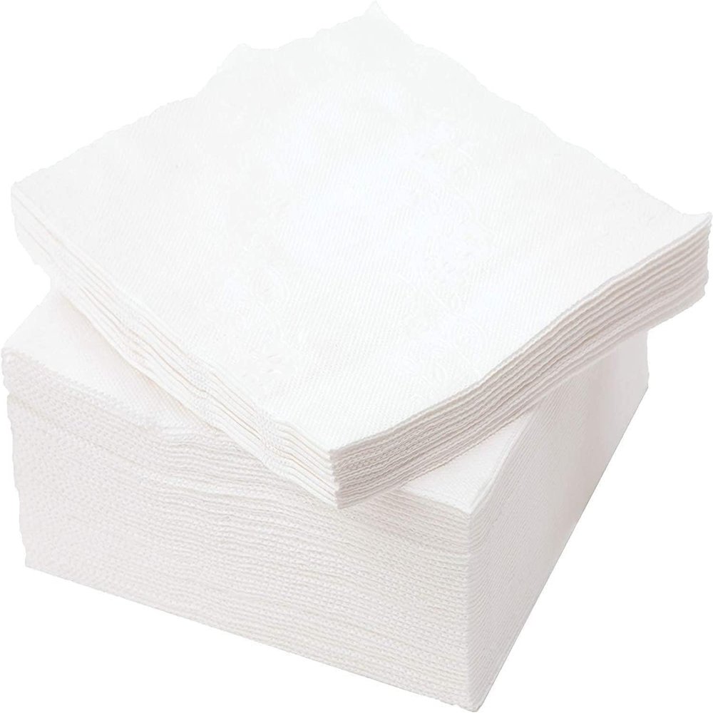 VIVAAS White Paper Napkins 1ply Super Soft Tissues Paper Disposable Napkins Cocktail Paper Napkins for Dinner Kitchen Paper Serviettes for Everyday Use Wedding Birthday Party (200)