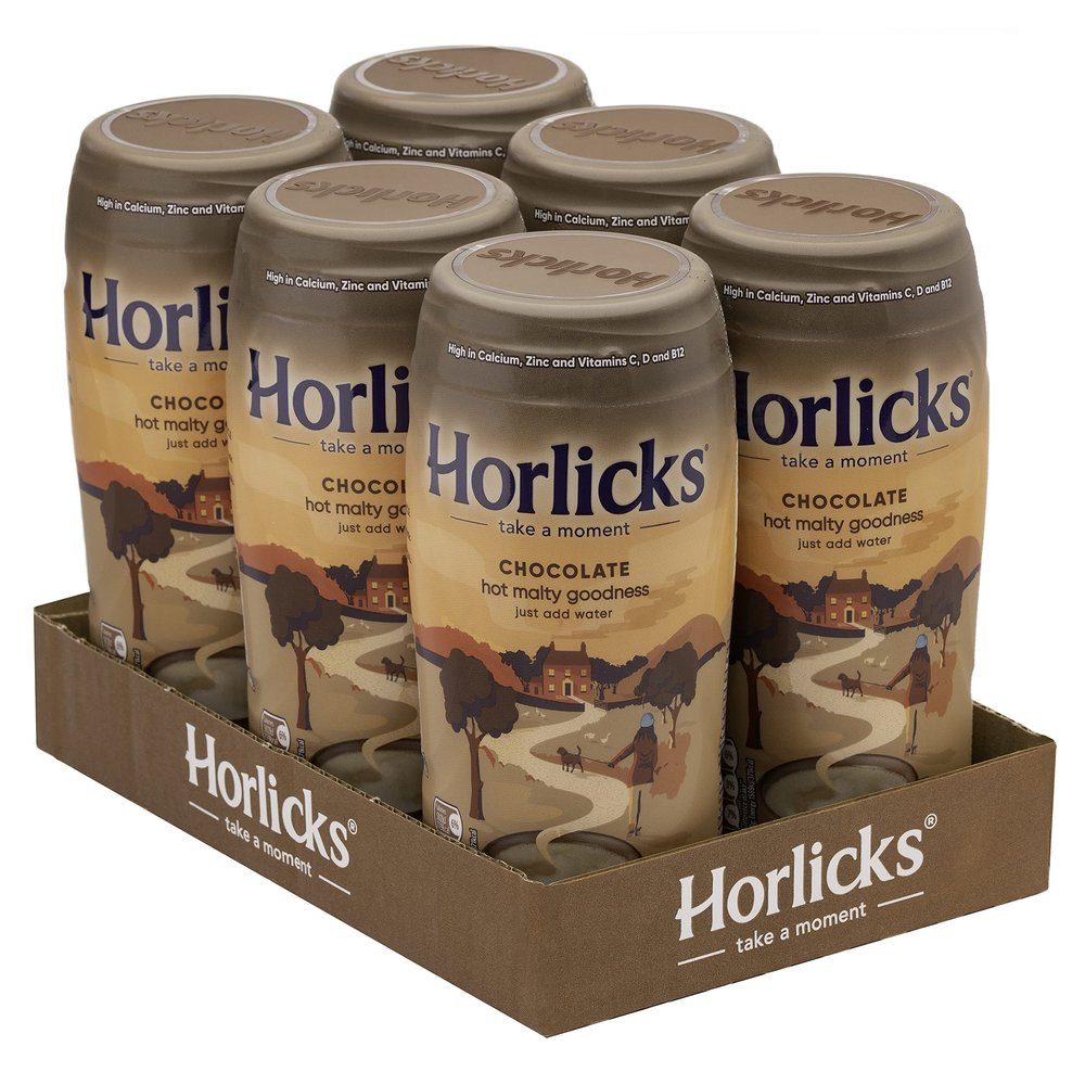 Horlicks Malted Chocolate 400g (Pack of 6) Just add water, Horlicks Chocolate Malted Milk Powder. High in Calcium, Zinc, Vitamin C, Vitamin D & Vitamin B12.