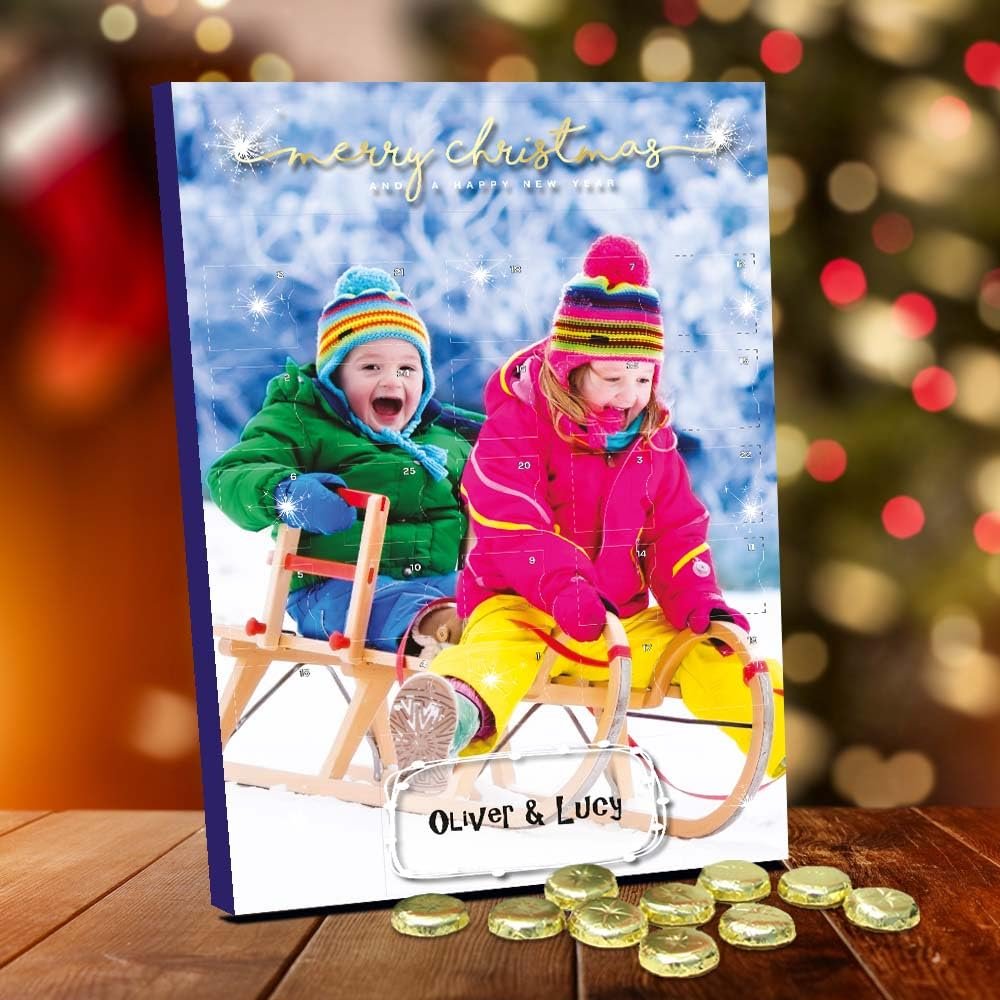 Personalised Photo Chocolate Advent Calendar - Blue