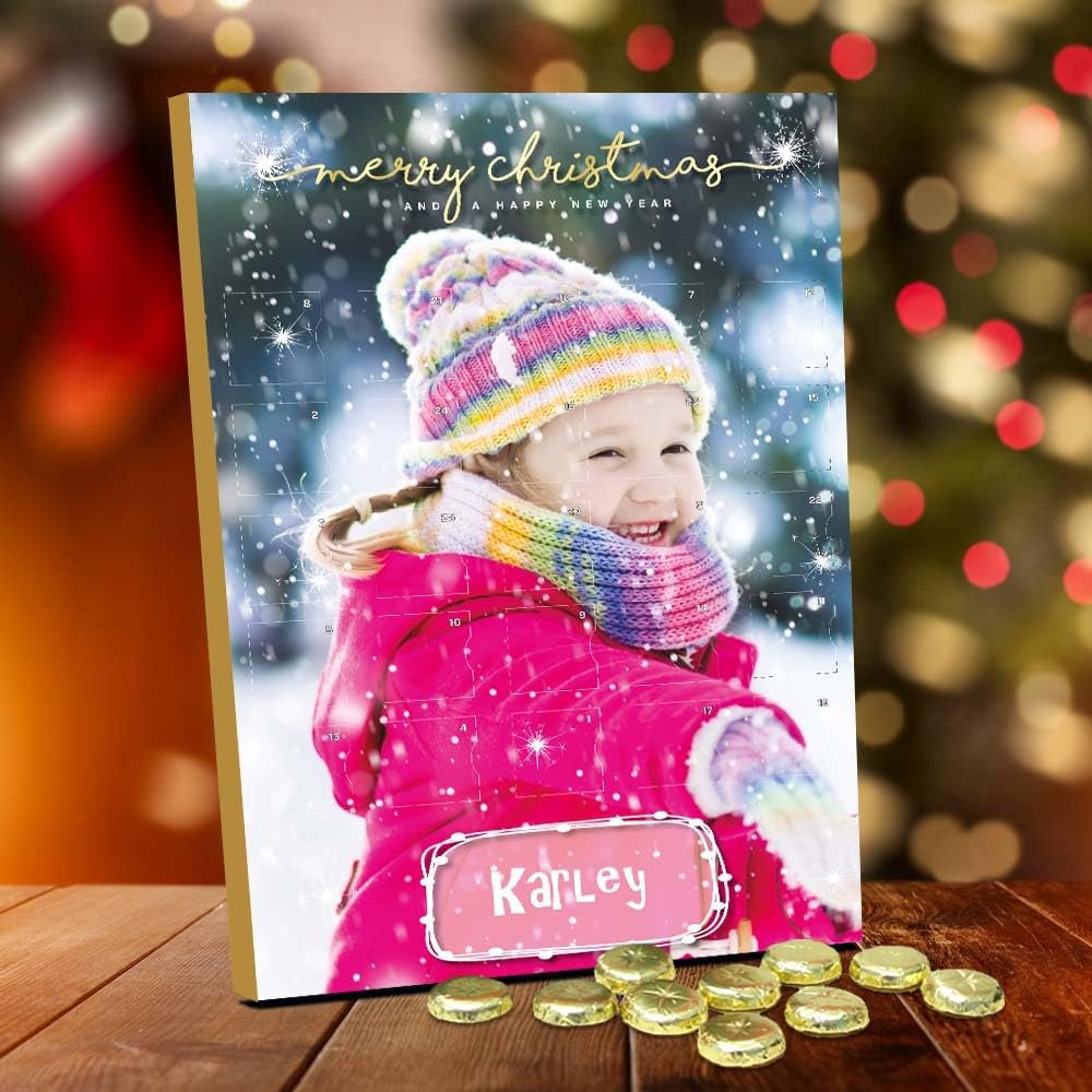 Personalised Photo Chocolate Advent Calendar - Gold