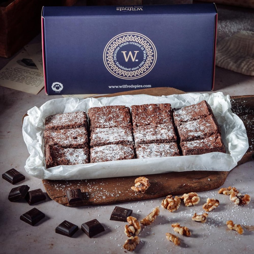 Wilfreds Decadent Chocolate and Walnut Brownies: 12 Rich Belgian Chocolate Brownies in a Letter Box Gift-Ready Box - Perfect for Satisfying Your Sweet Cravings or Gifting to Loved Ones