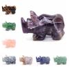 1pc Rhinoceros Figurine Healing Crystal Natural Stone Quartz Animal Gemstone Carving Sculpture Fengshui Reiki Home Spirit Decor view 1