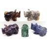 1pc Rhinoceros Figurine Healing Crystal Natural Stone Quartz Animal Gemstone Carving Sculpture Fengshui Reiki Home Spirit Decor view 2