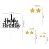 Pargleev Glittery 1st Happy Birthday Cake Topper with Star,Personalised 1 Birthday Cake Toppers Party Decorations Party Supplies for Baby Boys Girls Black Gold view 2