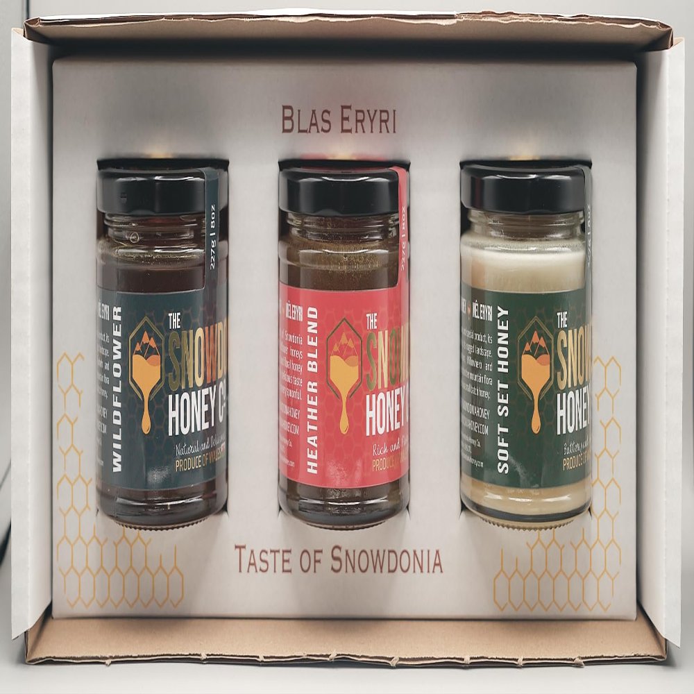 Luxury Welsh Honey Gift Set - 2* Great Taste Award Winners - Premium Heather Blend Wildflower &Soft Set - Perfect for Presents and Special Occasions - 100% Recyclable Packaging