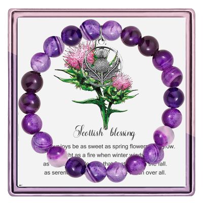 ARHTF Thistle Blessing Sassenach Gift Scottish Thistle Bracelet Thistle Charm Thistle Flower Jewelry,Scottish Thistle Jewelry for Women, 5.5 UK, Stone, no gemstone