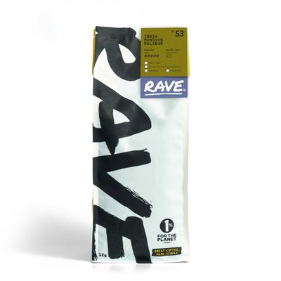 Rave Coffee - Indian Monsoon Malabar N 53 Single Origin, Filter Grind Freshly Roasted and Ground Coffee 1Kg