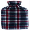 Hot Water Bottle with Fleece Cover 2L Check Polka Designs Warm Natural Rubber, Isla Check view 1