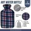 Hot Water Bottle with Fleece Cover 2L Check Polka Designs Warm Natural Rubber, Isla Check view 4