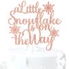 Rose Gold Glitter A Little Snowflake is on the Way Cake Topper, Winter Snowflake Chirstmas Baby Shower Baby's Birthday Party Decorations Supplies