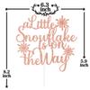 Rose Gold Glitter A Little Snowflake is on the Way Cake Topper, Winter Snowflake Chirstmas Baby Shower Baby's Birthday Party Decorations Supplies view 2