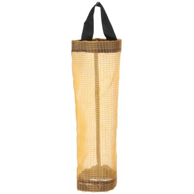 Plastic Bag Holder, Hanging Bin Liner Holder, Kitchen Mesh Hanging Storage Dispenser Suitable for Home Kitchen Garbage Bag Storage(Yellow)