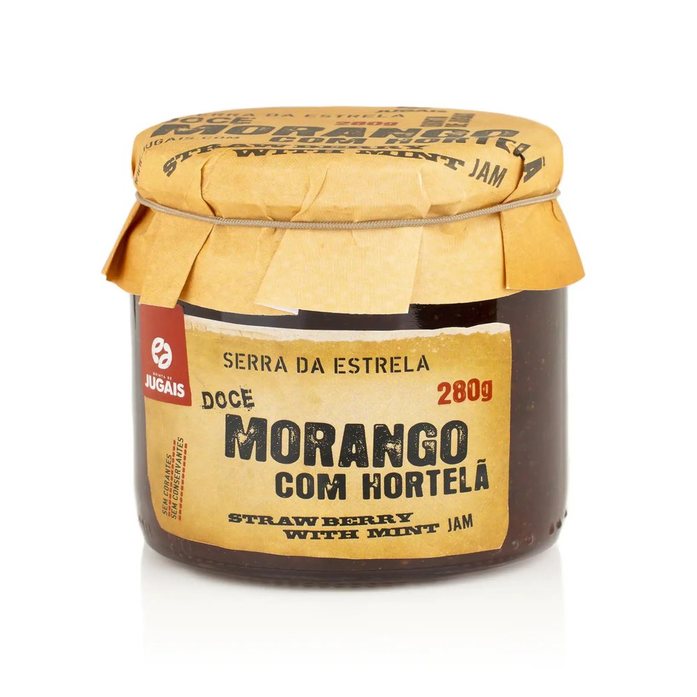 Strawberry and Peppermint-Peppermint Jam - 280 g Jar - Sweet and Fresh Flavor - Ideal for Desserts and Breakfasts - No Dyes or Preservatives - Gourmet Product of Portuguese Origin