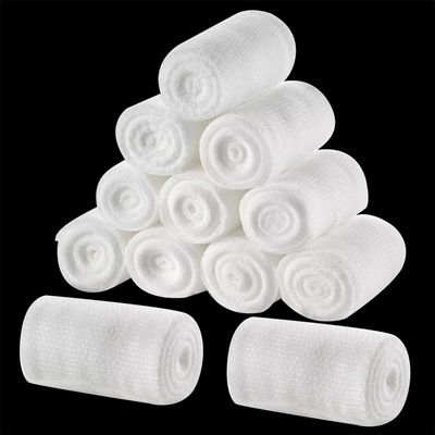 Gauze Bandage Rolls 10cm x 4.5m - Aid Conforming Bandages Soft Roll Stretch Wrap for First Aid Wound Care - 12 Rolls