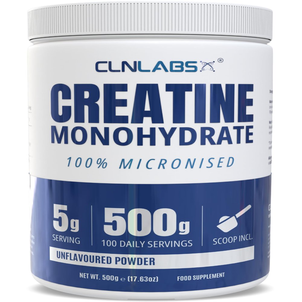 Creatine Monohydrate Powder - 500g Tub (200 Mesh) | Fine Grade, Pure & Mixes Easily | Includes Scoop | Unflavoured | Made in The UK by CLN Labs