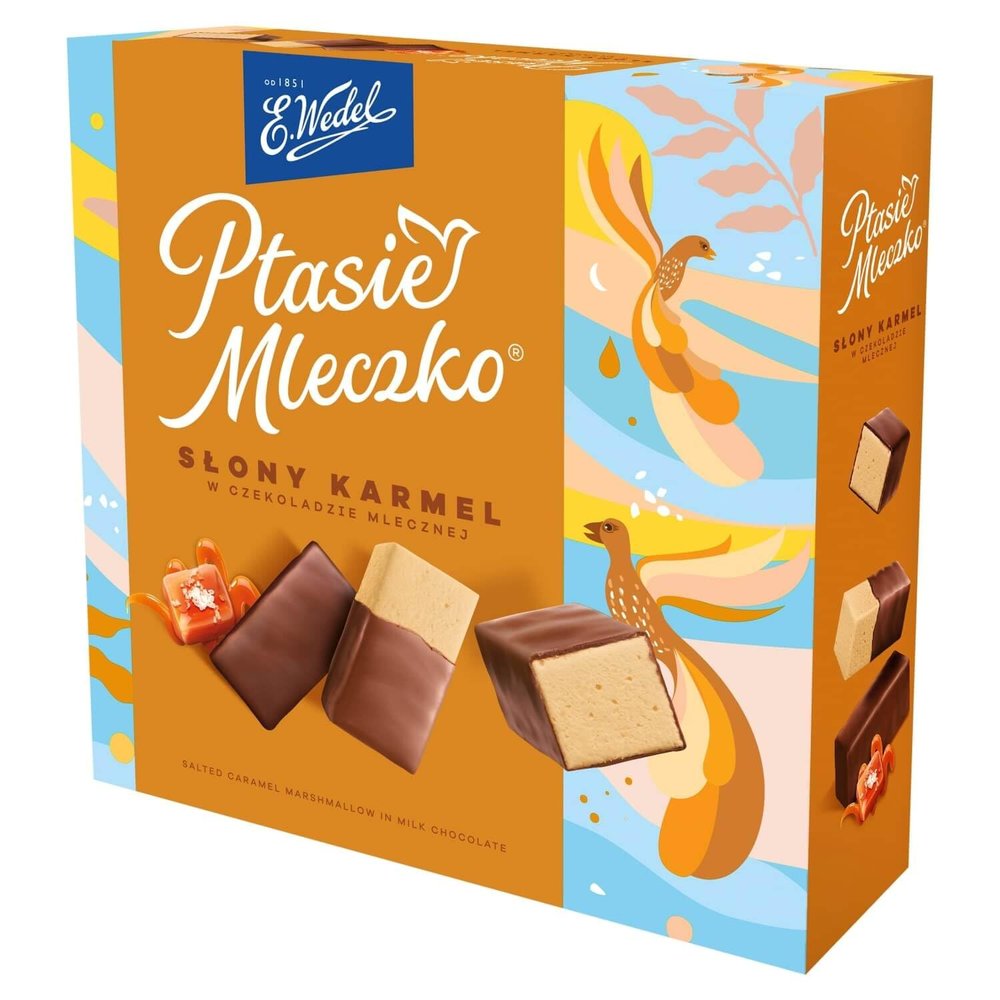 E.Wedel Ptasie Mleczko| Salted Caramel Marshmallow in Milk Chocolate| 340g x Pack of 1| Made in Poland| Perfect for Gifting