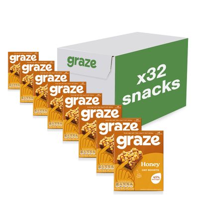 Graze - Honey Oat Boost Bars - Vegetarian Flapjacks with Whole Oats and Natural Flavours - 8 x 4 Snack Bars, Total 32 Snacks
