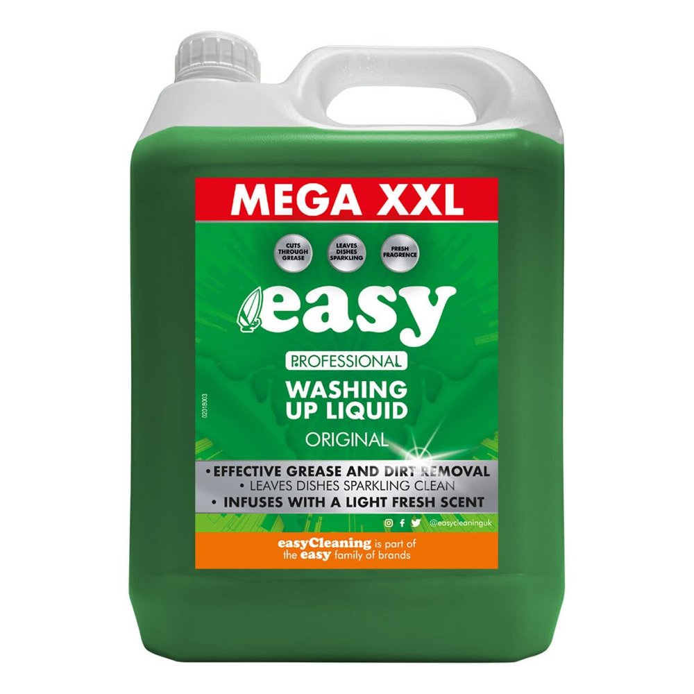 Easy Original Dish Washing Up Liquid Clean Scent Detergent Kitchen Soap Pack 5L - Savers Pack