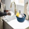JMS we create smile Navy Round Bowl, 28 cm Kitchen Washing Up Bowl, High Grade Plastic Mixing Basin | Sink Bowl, 5 Litre Bowl with Integral Handles Caddy Kitchen Home (Set of 3) view 4