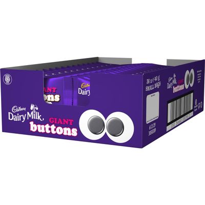 Cadbury Dairy Milk Giant Buttons Chocolate Bag, 40g (Box of 36)