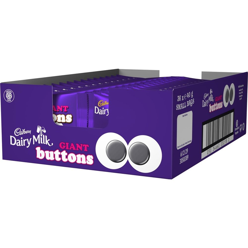 Cadbury Dairy Milk Giant Buttons Chocolate Bag, 40g (Box of 36)