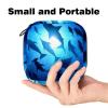 MUOOUM Menstrual Pad Bag Zipper Sanitary Napkin Bag Tampons Collect Bags for Women Girls (Ocean Dolphins Sharks Fish) view 2