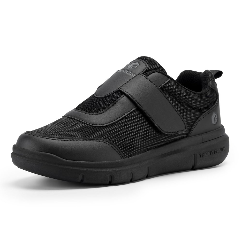 FitVille Mens Extra Wide Fit Diabetic Shoes, EasyTop V4 XX-Wide 10 Black