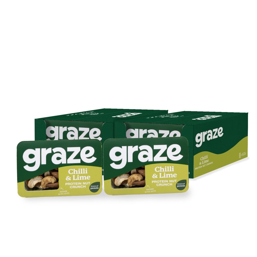 Graze - Chilli & Lime Savory Snacks - Vegan Savoury Snacks, High in Protein & Fibre - Pack of 18 snacks