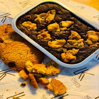 Keto Chefs Low Carb Cookie Crumb & Belgium Dark Chocolate Brownie (Krownie) Freshly Baked 500g x 3 Packs