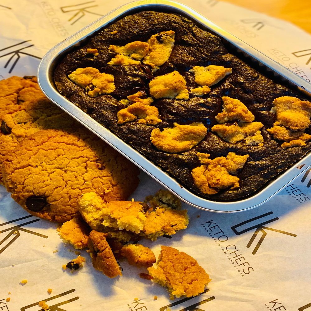 Keto Chefs Low Carb Cookie Crumb & Belgium Dark Chocolate Brownie (Krownie) Freshly Baked 500g x 3 Packs