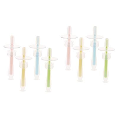 FRCOLOR 8pcs Silicone Toothbrushes for Boy Girl Oral Cleaning Toothbrush Suction Base for Brushing Teeth Year-Old Boys and Girls