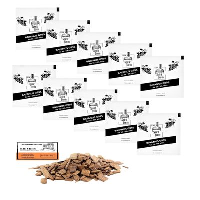 10 x Wine Yeast Bayanus 10g G995 + French Oak Chips 20g - Yeast for Wine Fermentation | Spirit Ferm | All Purpose Wine Yeast
