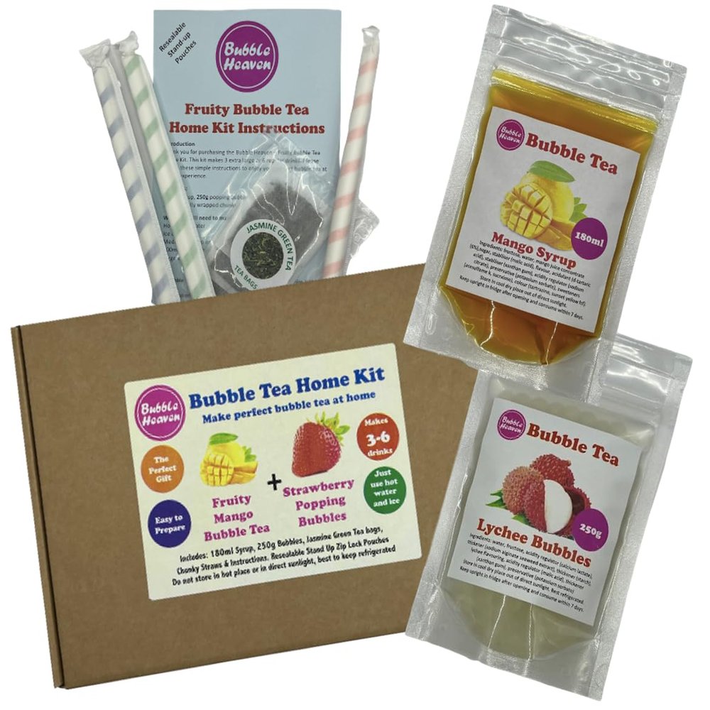 Fruity Mango with Lychee Popping Bobas Bubble Tea Kit 3 to 6 Drinks