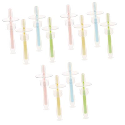 ABOOFAN 12pcs Silicone Toothbrush for Boy Girl Boy Girl Training Toothbrush Suction Base for First and Needs