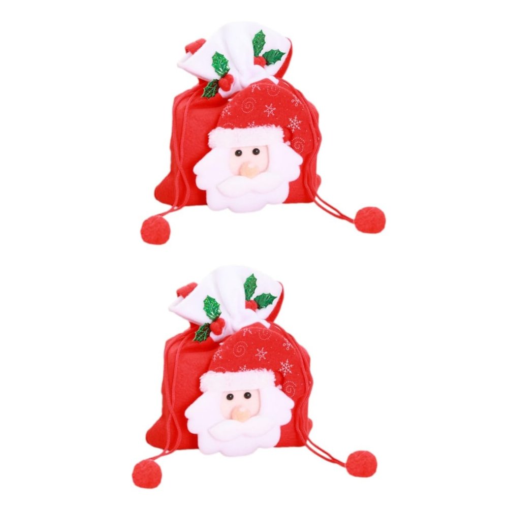 Abaodam 2pcs Christmas Candy Bags Portable Christmas Party Favor Handle Candy Bag for Multipack Pouch