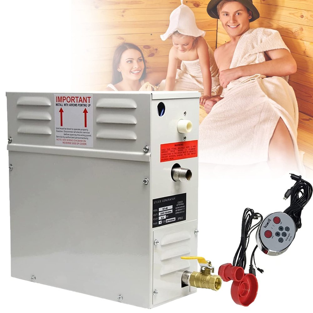 JINGEDD Stainless Steel Sauna Heaters,220V 380V 3kw/4.5kw/6kw/9kw Steam Bath Generator with Led Digital Display,25-55 Bath Steam Generator Home Bathroom,Automatically Drain,220V-3000W