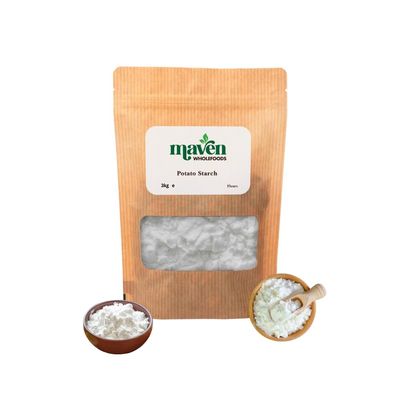 Maven Wholefoods Potato Starch 3kg | GMO Free | Vegan | Natural | Source of Protien | High Fibre | Healthy Baking | For Healthy Life | Suitable for Vegetarian | Packed Fresh in Resealable Bags