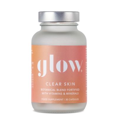 Clear Skin by Glow Laboratories | Acne Supplement for Women | Bacillus Coagulans, Turmeric, Vitamins & Minerals | Vegan 30 Capsules