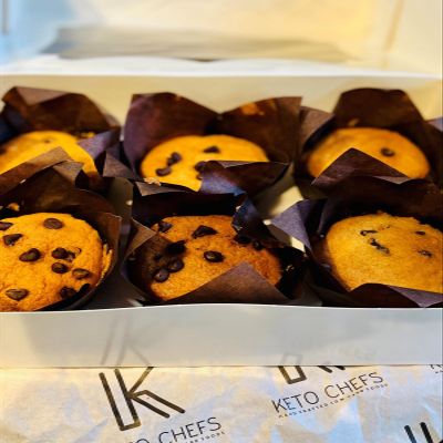 Keto Chefs Low Carb 6 x Fully Keto Savile Orange & 90% Belgium Dark Chocolate Chip Muffins Freshly Baked 600g x 3 Packs