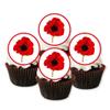 PRECUT Poppy Cupcake Toppers, Poppy Flowers Edible Mini Discs - Wafer Card Cake Decorations (24) view 1