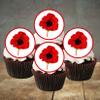 PRECUT Poppy Cupcake Toppers, Poppy Flowers Edible Mini Discs - Wafer Card Cake Decorations (24) view 3