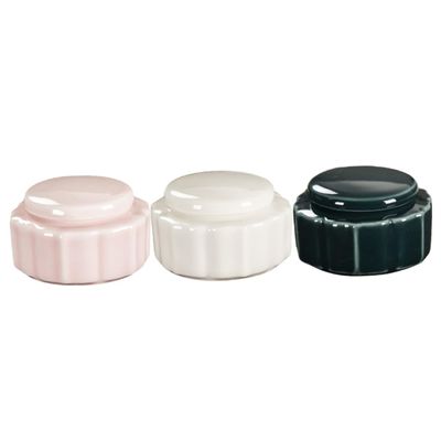 LALAFINA 3pcs Ceramic Lip Balm Container Face Jars Lids round Cosmetic Storage Mini Sample Jar Small Travel Container for Cosmetics