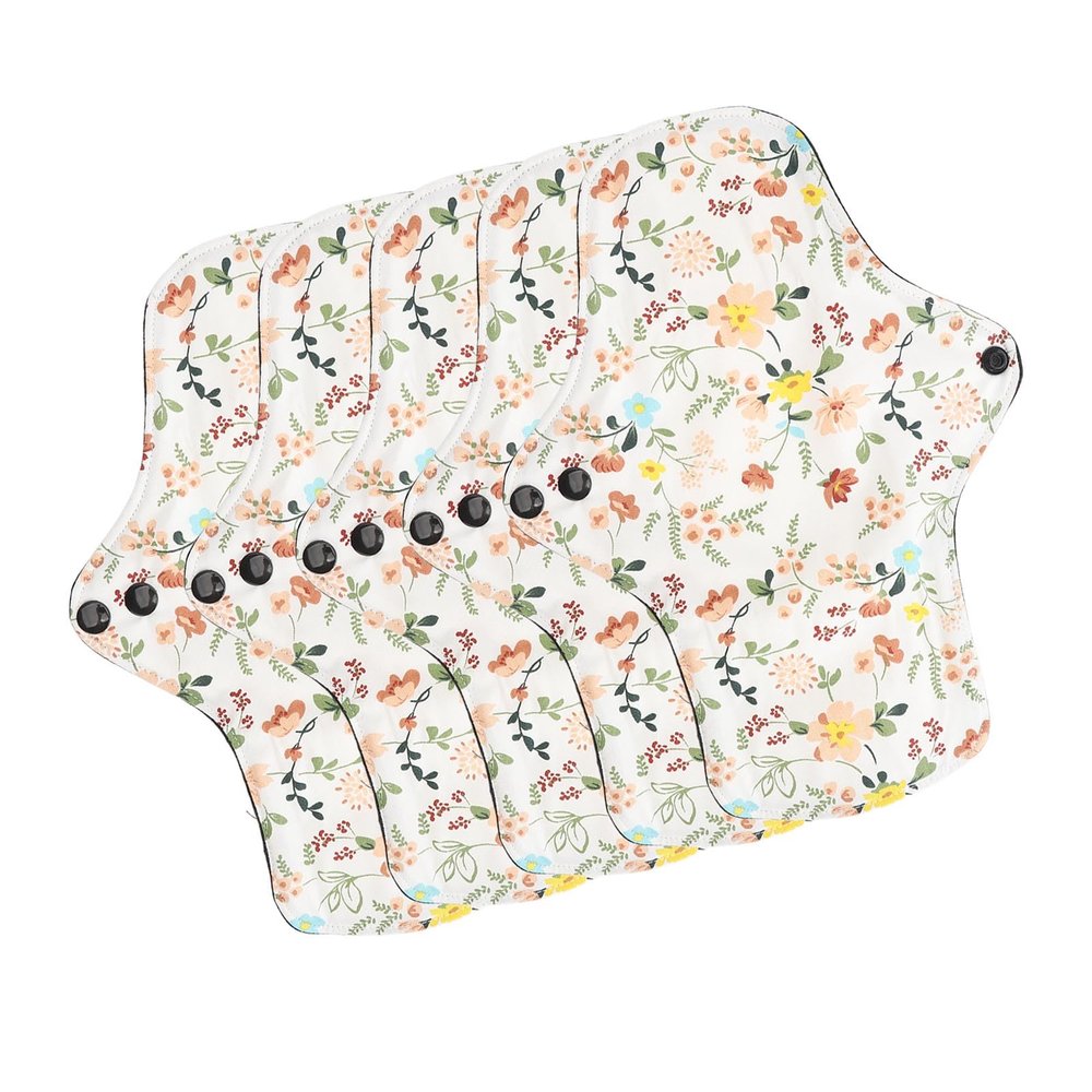 5pcs Washable Breathable Menstrual Pad,Cloth Pads Menstrual,Reusable Period Pads,Flower Pattern Super Absorbent Reusable Cotton Sanitary Pad Panty Liners (M)