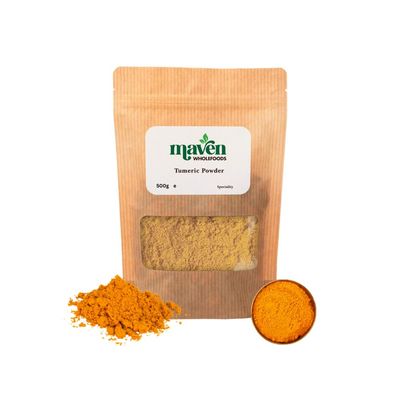 Maven Wholefoods Turmeric Powder 500g | GMO Free | Vegan | Natural | Source of Protien | High Fibre | No additives | No Preservatives| Suitable for Vegetarian | Packed Fresh in Resealable Bags