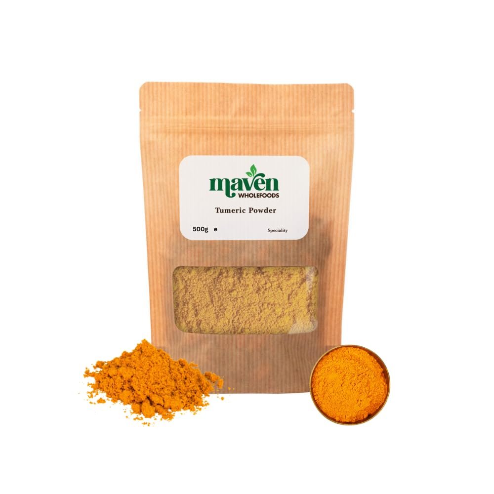 Maven Wholefoods Turmeric Powder 500g | GMO Free | Vegan | Natural | Source of Protien | High Fibre | No additives | No Preservatives| Suitable for Vegetarian | Packed Fresh in Resealable Bags