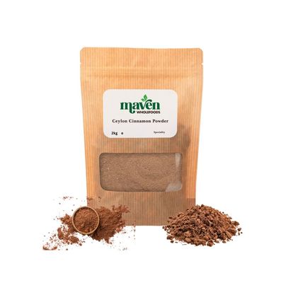 Maven Wholefoods Ceylon Cinnamon Powder (True) 2kg | GMO Free | Vegan | Natural | Raw | No additives | No Preservatives| Suitable for Vegetarian | Packed Fresh in Resealable Bags