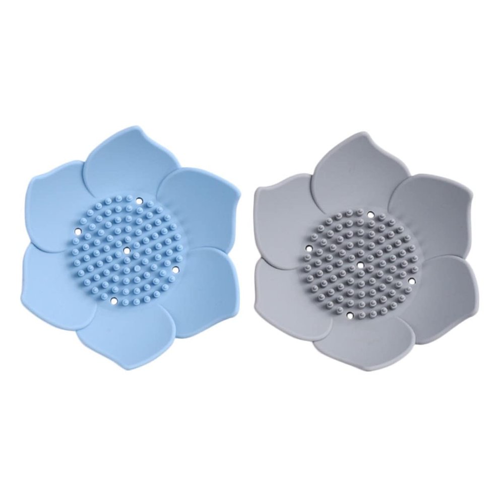 Cabilock 2pcs Silicone Soap Dishes Soap Holder Drainage Bathroom Tray Draining Tray for Shower Use